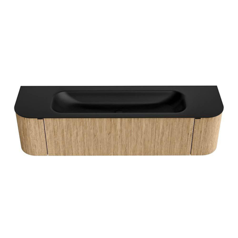 MONDIAZ KURVE Meuble de salle de bains 170 cm avec module 25 Len R couleur Oak avec 1 tiroir et 2 portes. Lavabo BIG LARGE central 2 trous de robinet Urban. SW1138411