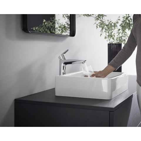 Hansgrohe Logis 1 greeps wastafelkraan - 190 met trekwaste - hoogglans chroom 0605644