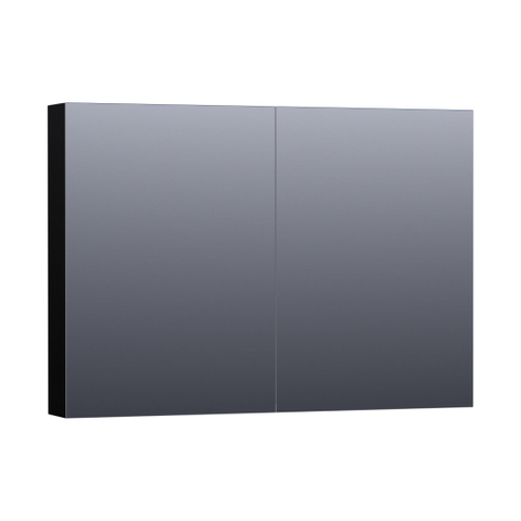 Saniclass Dual Spiegelkast - 100x70x15cm - 2 links- rechtsdraaiende spiegeldeur - MDF - hoogglans zwart SW371776