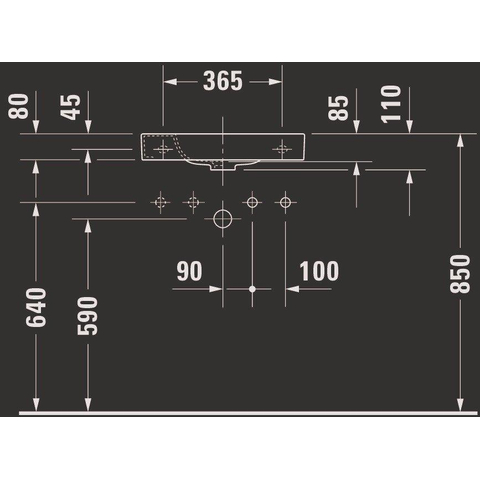 Duravit Happy D.2 Fontein - met overloop - met kraangat links - 50x22cm - wit SW54280