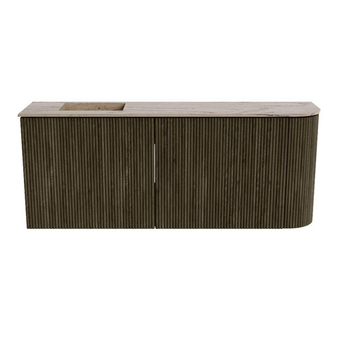 Mondiaz JOYA-DLUX Meuble de salle de bains 101,6cm - arrondi droit couleur Shadow - Vasque FAYE position Gauche 1 trou de robinet couleur Arena. SW1424833