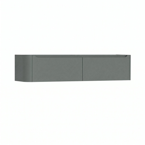 H&R Badmeubelen Juice Meuble sous vasque - 180x45x40cm - angle gauche arrondi - 2 tiroirs - poignée intégrée - Petrol mat SW1110697