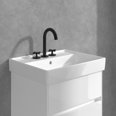 Villeroy & Boch Loop & Friends wastafeluitloop set - met kruisgreep - mat zwart SW974349