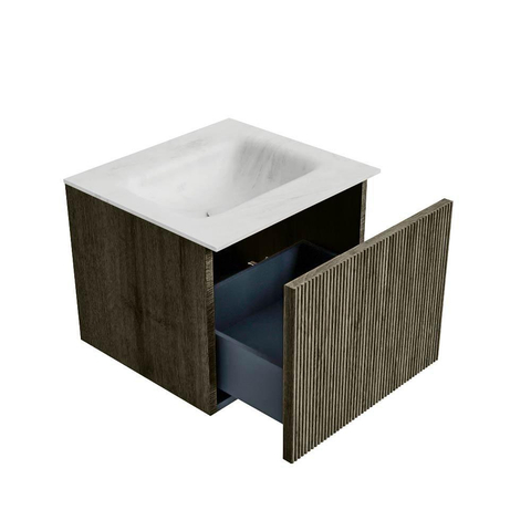 Mondiaz KURVE-DLUX Badkamermeubelset - 50x46x40cm - 1 lade - wastafel solid surface - midden - 1 kraangat - Shadow SW1414397