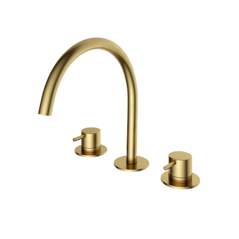 Hotbath Cobber Inbouw wastafelmengkraan - 1 functie - 2 knoppen - PVD - geborsteld messing (goud) SW440674
