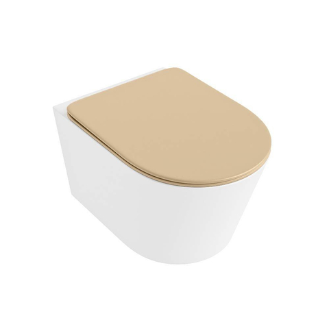 Mondiaz LAVIE hangtoilet – spoelrandloos – 36 x 53 cm – met softclose zitting – Talc (wit), zitting Sand (beige) SW1208779