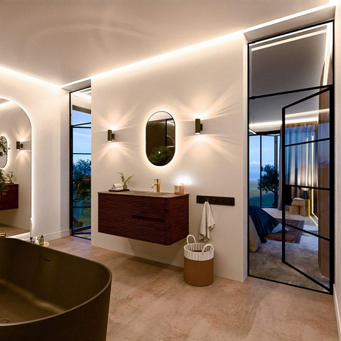 Mondiaz CIRO-DLUX Ensemble de meubles de salle de bains - 110x45x50cm - Vasque en solid surface Oza - 1 lavabo à droite - 1 trou de robinet - 2 tiroirs - Ruby SW1532093
