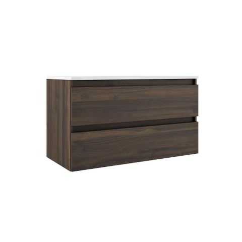 Adema Chaci Meuble sous-lavabo - 100cm - 2 tiroirs - sans poignées - tiroir intérieur lin - noyer (bois) SW718698