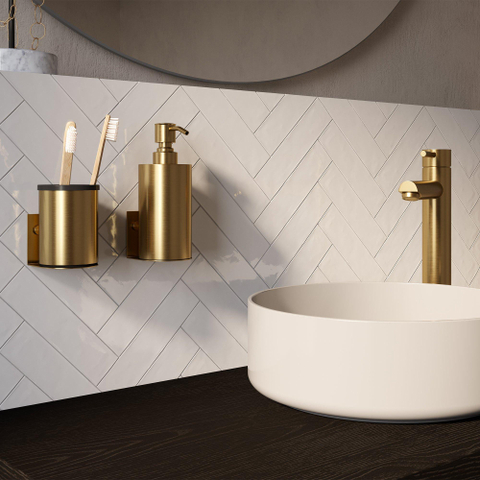 BRAUER Ensemble d'Accessoires - distributeur de savon - gobelet - avec fixation murale - surface magnétique - or brossé SW1471811