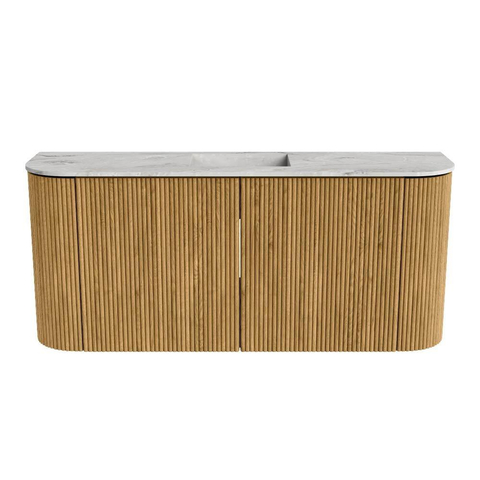 Mondiaz JOYA-DLUX 93.2cm toiletmeubel - ronding links en rechts kleur Oak - Wastafel FAYE positie Midden 1 kraangat kleur Glace. SW1422024