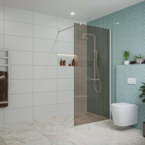 Fortifura Galeria Douche à l'italienne - 100x200cm - verre fumé - Blanc mat SW876891