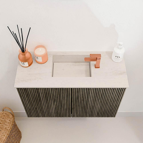 Mondiaz JOYA-DLUX 60cm toiletmeubel - kleur Shadow - Wastafel FAYE positie Midden 1 kraangat kleur Meli. SW1424871