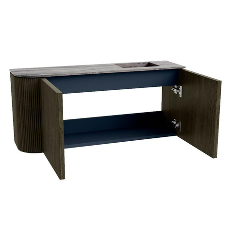 Mondiaz JOYA-DLUX Meuble de salle de bains 91,6cm - arrondi gauche couleur Shadow - Vasque FAYE position Droite Sans trou de robinet couleur Sombra. SW1425221