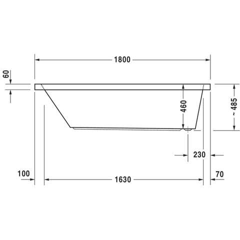 Duravit Starck Kunststof bad acryl rechthoekig - met overloop - met 1 rugsteun - 180x90x46cm - zonder poten - voor inbouw - glans wit 0297507
