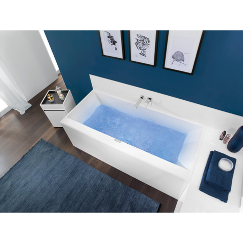 Villeroy & Boch Squaro edge 12 bad quaryl rechthoekig - 190x90x45cm - inclusief poten en afvoer /overloopcombinatie - glans wit 0942248