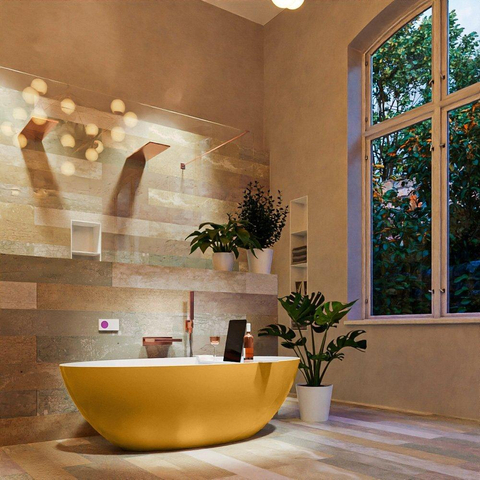 MONDIAZ FLOAT baignoire autoportante 170x80cm couleur Ocher baignoire intérieure talc SW491506