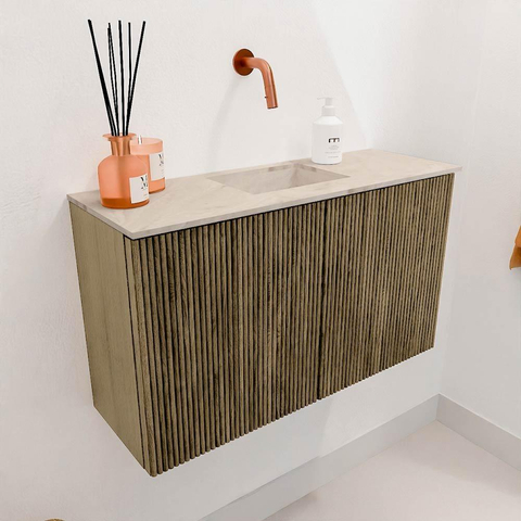 Mondiaz JOYA-DLUX 70cm toiletmeubel - kleur Dusk - Wastafel FAYE positie Midden Zonder kraangat kleur Frappe. SW1423071