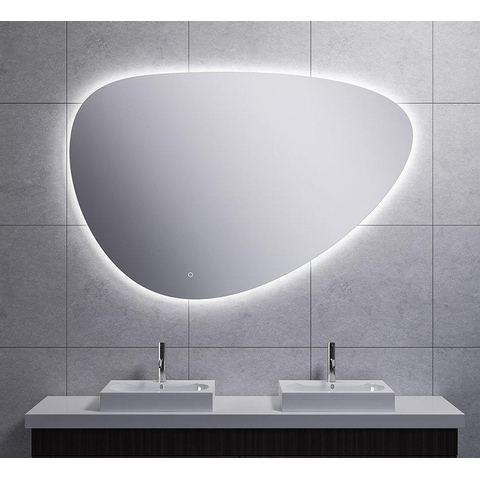 Wiesbaden Uovo Miroir 140cm asymétrique avec chauffe miroir et éclairage LED autour à intensité réglable SW484787