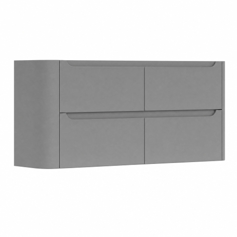 H&R Badmeubelen Juice Wastafelonderkast - 120x45x50cm - linkerhoek afgerond - 4 lades - geïntegreerde greep - stone grey mat SW1574101