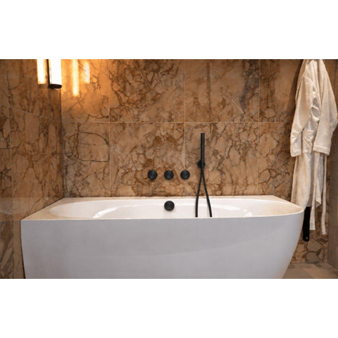 Fortifura Nebbio Ensemble de combinaison de bain - mitigeur thermostatique - coude mural avec support de douchette - flexible de douche lisse - douchette sur barre - Remplissage-vidage de baignoire - noir mat SW1238070