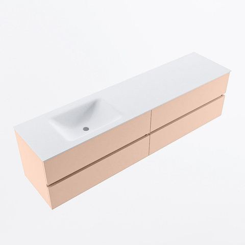 MONDIAZ Vica Ensemble meuble de salle de bains - 190cm - meuble bas rosee - 4 tiroirs - lavabo cloud gauche - sans trous de robinetterie - version haute 60cm - talc SW1083367