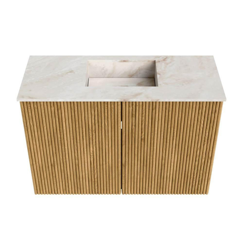 Mondiaz JOYA-DLUX 60cm meuble de salle de bains - couleur Oak - Vasque FAYE position Milieu 1 trou de robinet couleur Frappe. SW1421867