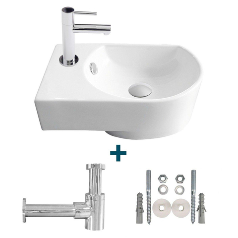 GO by Van Marcke Flexy pack lave-mains – demi-rond – 41 x 27 x 14,2 cm – porcelaine blanche – perçage à gauche SW385494