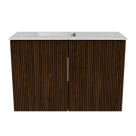 Mondiaz JOYA-DLUX 60cm meuble de salle de bains - couleur Walnut - Vasque FAYE position Gauche Sans trou de robinet couleur Opalo. SW1422499