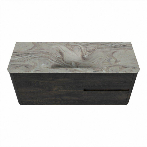 Mondiaz CIRO-DLUX Ensemble de meubles de salle de bains - 120x45x50cm - Plan-vasque en solid surface Glace - 1 vasque au milieu - 1 trou de robinet - 2 tiroirs - Shadow SW1532209