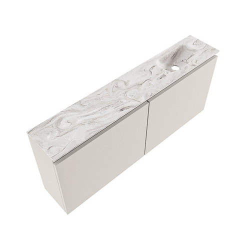 MONDIAZ TURE-DLUX Meuble de WC 120 cm Linen. Lavabo EDEN Glace position à droite. Avec 1 trou de robinet. SW1103350