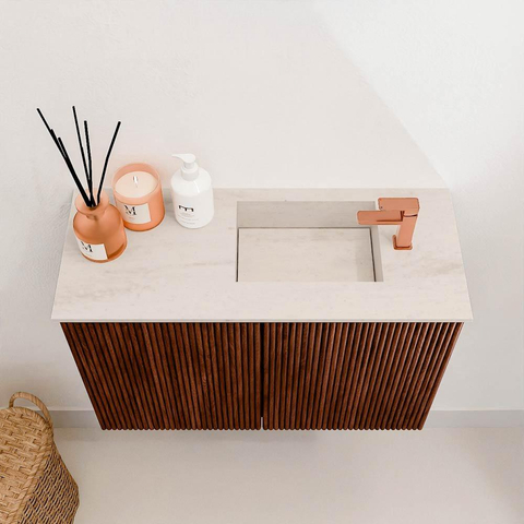 Mondiaz JOYA-DLUX 60cm toiletmeubel - kleur Ruby - Wastafel FAYE positie Rechts 1 kraangat kleur Meli. SW1425352