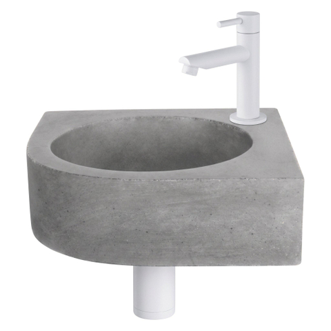 Fortifura Fuente hoekfonteinset – 31.5x31.5x10 cm – beton grijs – mat witte kraan SW1419194