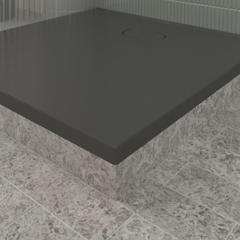 Villeroy & Boch Ecora douchebak - 90x90x3.5cm - afvoer korte zijde - anthracite (antraciet) SW1558990