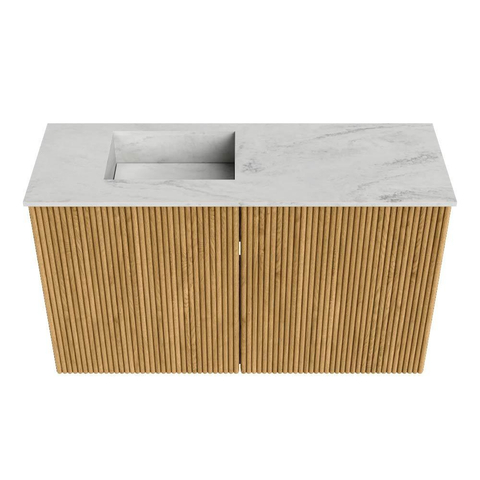 Mondiaz JOYA-DLUX Meuble de toilette 70cm - couleur Chêne - Vasque FAYE position Gauche Sans trou de robinet couleur Opalo SW1422173