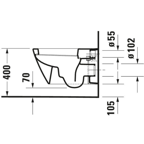 Duravit Starck 2 Wandcloset - 54cm - met spoelrand - diepspoel - verdekte bevestiging - wit 0295869