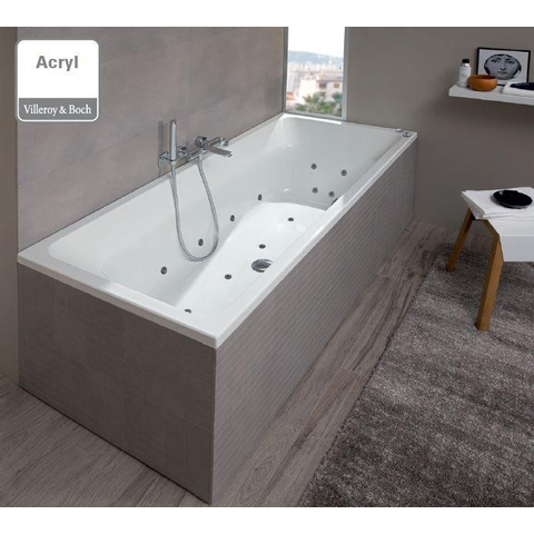 Villeroy & Boch Just combipool - 170x75cm pneumatisch - met 22 jets - mat wit SW444750