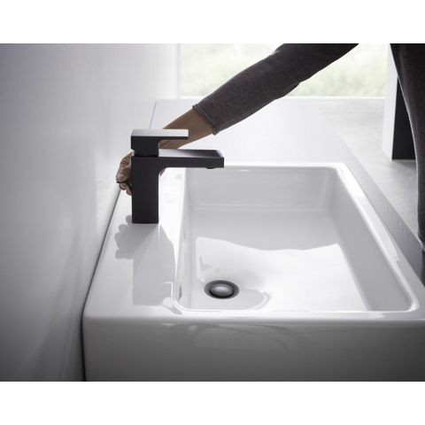 Hansgrohe Vernis Shape 1 greeps wastafelkraan - 100 met trekwaste - mat zwart SW651687
