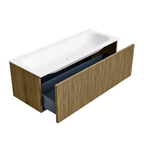 Mondiaz KURVE Badkamermeubelset - 120x46x40cm - 1 lade - wastafel solid surface - midden - 2 kraangaten - Dusk SW1414811