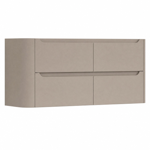 H&R Badmeubelen Juice Wastafelonderkast - 120x45x50cm - linkerhoek afgerond - 4 lades - geïntegreerde greep - olive SW1571968