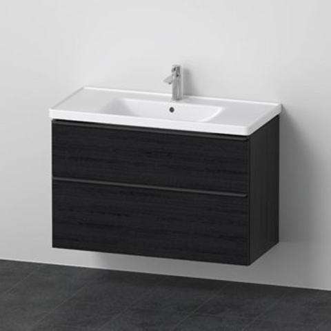 Duravit D-neo Meubelset - met wastafelonderbouwkast - met 2 laden - met softclose - 100x20x48cm - inclusief wastafel - zwart eiken mat SW642217