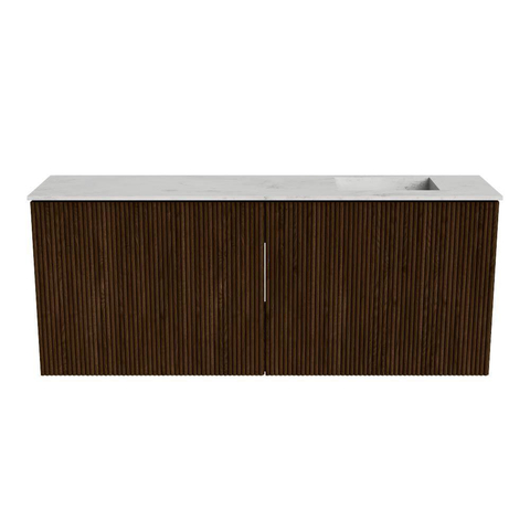 Mondiaz JOYA-DLUX 100cm meuble de salle de bains - couleur Walnut - Vasque FAYE position Droite 1 trou de robinet couleur Opalo. SW1422528