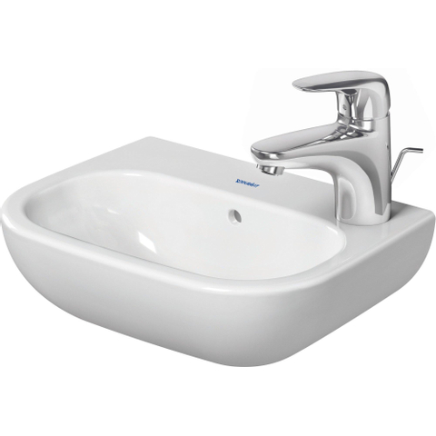 Duravit D-code Fontein - 36x27cm kraangat rechts - met overloop - glans wit 0296237