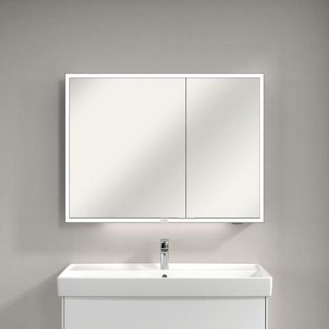 Villeroy & Boch My View Now My view spiegelkast - 100x75cm - 2 deuren - 2 contactdoos LED - zilver SW641581