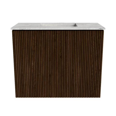 Mondiaz JOYA-DLUX 50cm toiletmeubel - kleur Walnut - Wastafel FAYE positie Midden Zonder kraangat kleur Glace. SW1422342