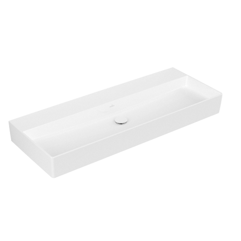 Villeroy & Boch memento 2.0 wastafel - voor handdoekhouders - 120x47cm - zonder overloop - zonder kraangat CeramicPlus - White Alpine (glans wit) SW336041