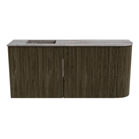 Mondiaz JOYA-DLUX 91.6cm meuble de toilette - arrondi droit couleur Shadow - Vasque FAYE position Gauche 1 trou de robinet couleur Oza SW1425065