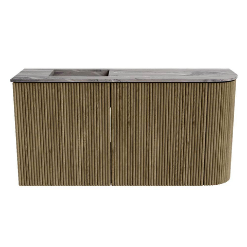 Mondiaz JOYA-DLUX Meuble de toilette 81,6cm - arrondi droit couleur Dusk - Vasque FAYE position Gauche 1 trou de robinet couleur Sombra. SW1426160
