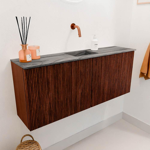 Mondiaz JOYA-DLUX 100cm meuble de salle de bains - couleur Ruby - Vasque FAYE position Milieu Sans trou de robinet couleur Sombra. SW1425675
