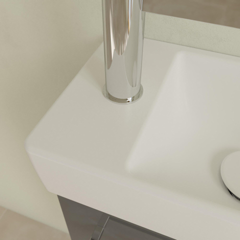Villeroy & Boch Avento fontein - 1 kraangat links - zonder overloop - 36x22cm CeramicPlus - Stone White (mat wit) SW445850