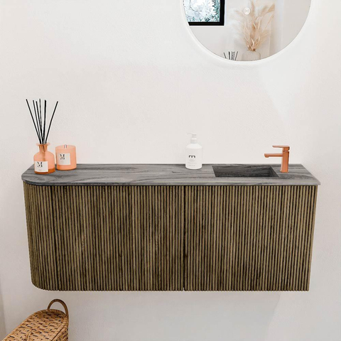 Mondiaz JOYA-DLUX 101.6cm toiletmeubel - ronding links kleur Dusk - Wastafel FAYE positie Rechts 1 kraangat kleur Sombra. SW1426172